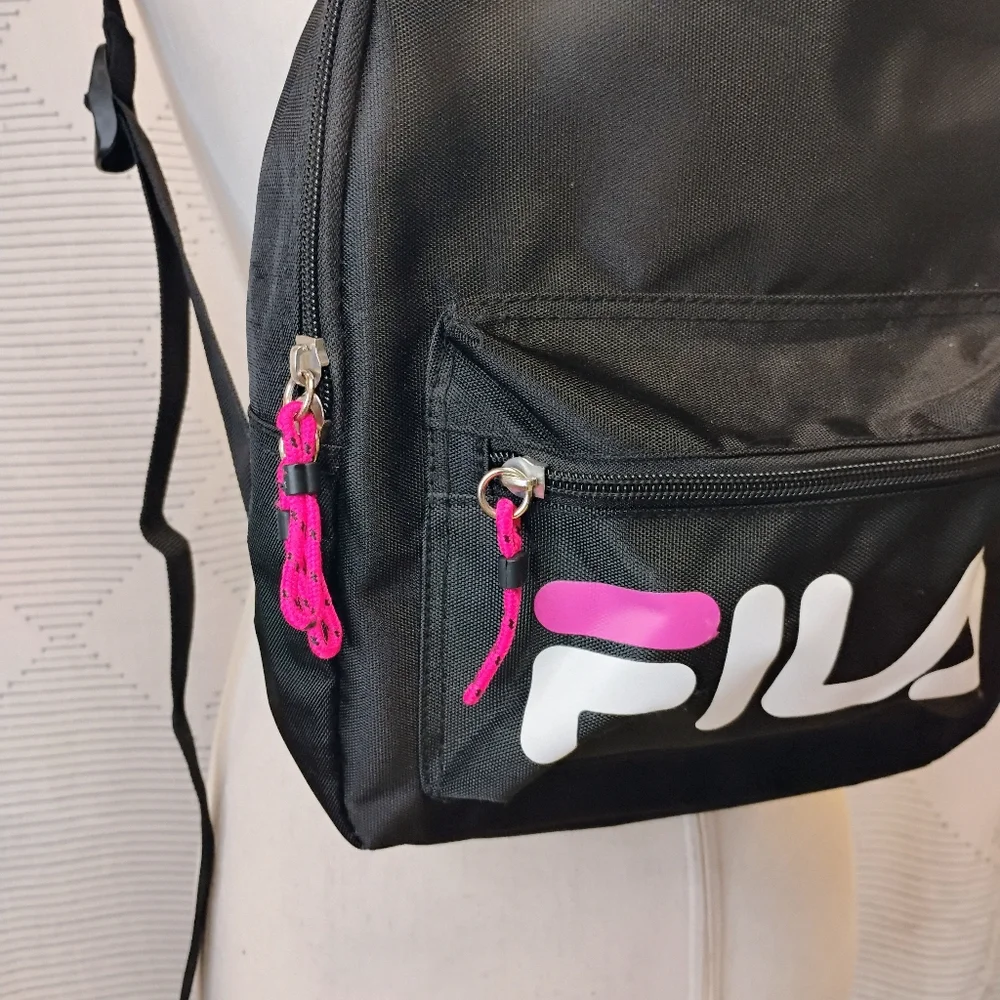 Fila Backpack Small Bag Bright Pink White Black Women's Unisex Adjustable Straps